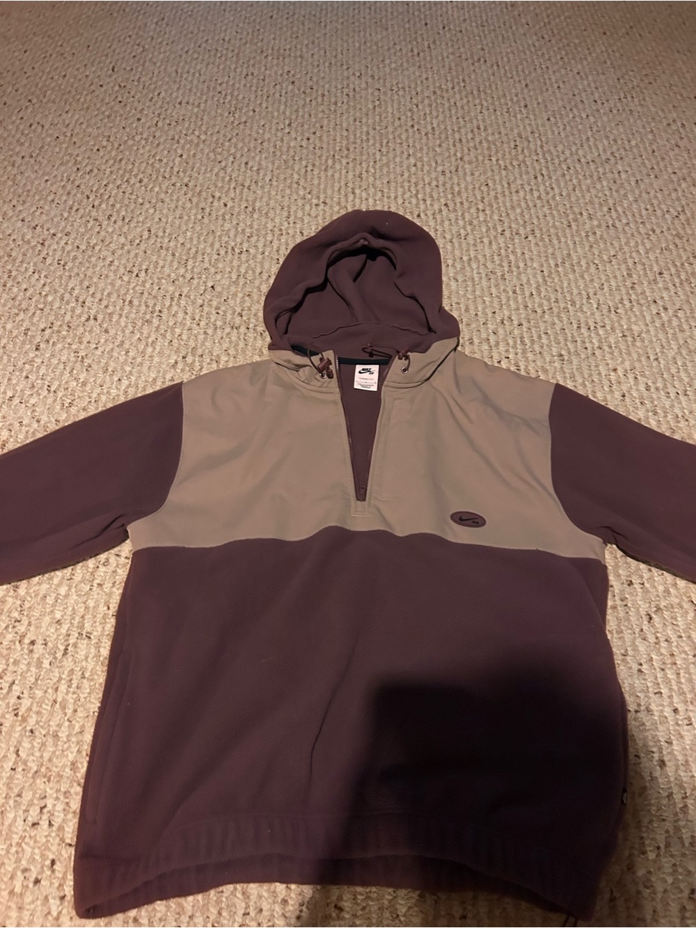 Nike Two-Tone Brown & Tan Hooded Pullover Sweater